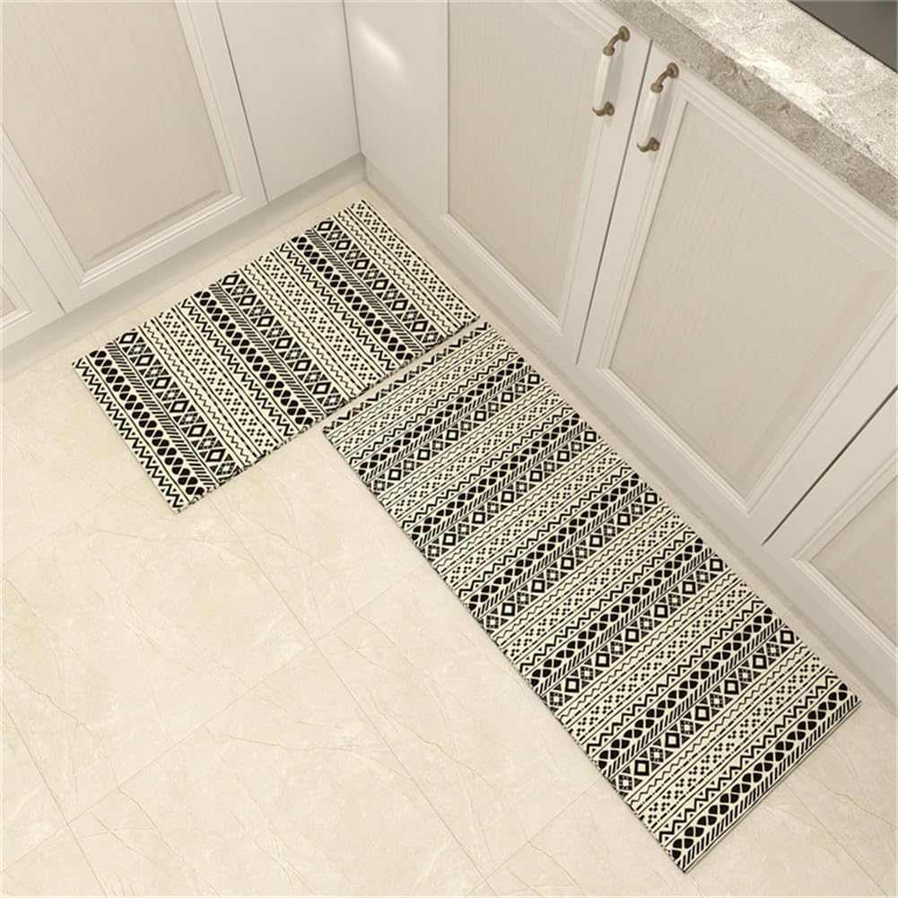 KüChenläUfer KüChenmatte 45x120cm, KüChenteppich Waschbar rutschfest, Teppich LäUfer Flur FußMatte Badematten, Wasser öL Aufnehmen Teppich KüChe Set für KüChe Wohnzimmer, Badezimmer Beige