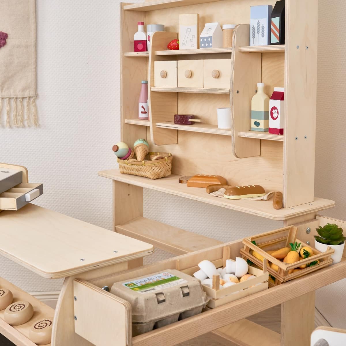 Meppi Kaufladen Cookie aus unbehandeltem Holz - Kaufmannsladen für Kinder - Marktstand - Shop
