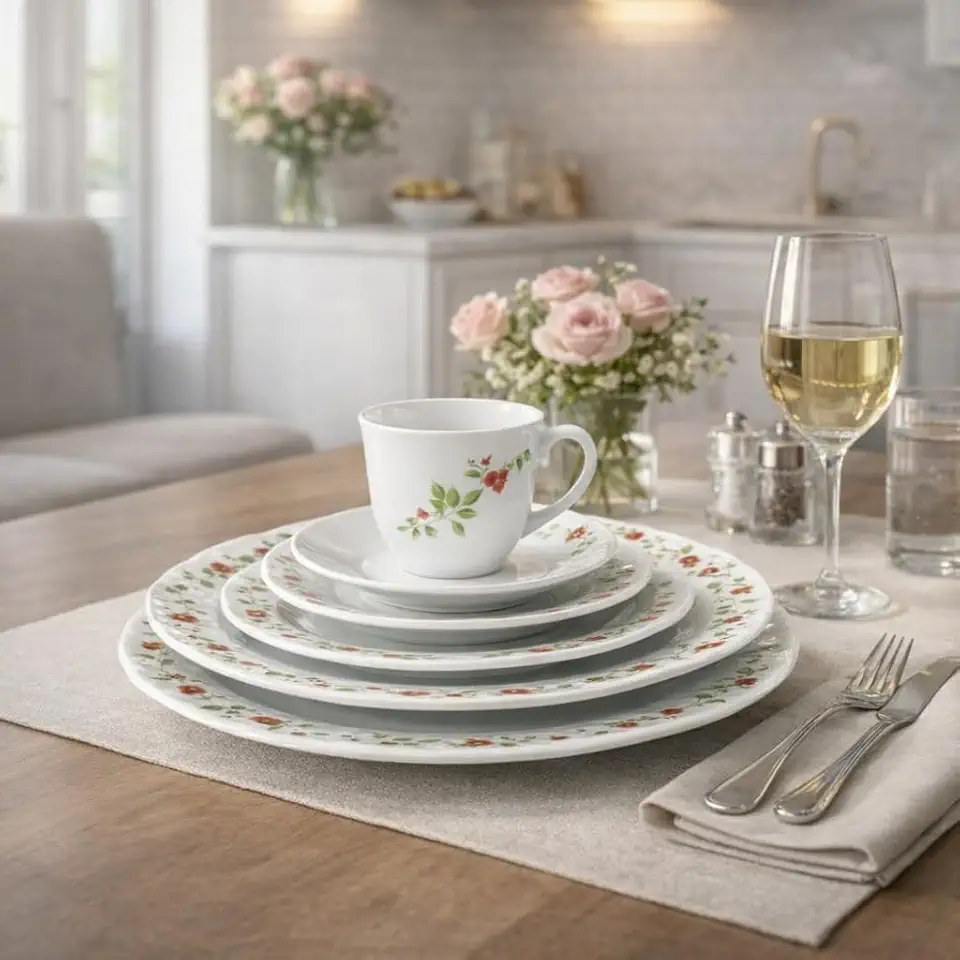 Aparelho de Jantar em Decorada Floral | Conjunto Elegante para Mesa Posta | Estilo Clássico e Sofisticado