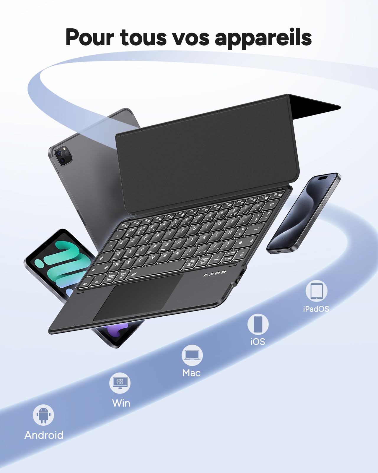 Doohoeek Clavier Universel Bluetooth & Filaire pour Tablette et Smartphone