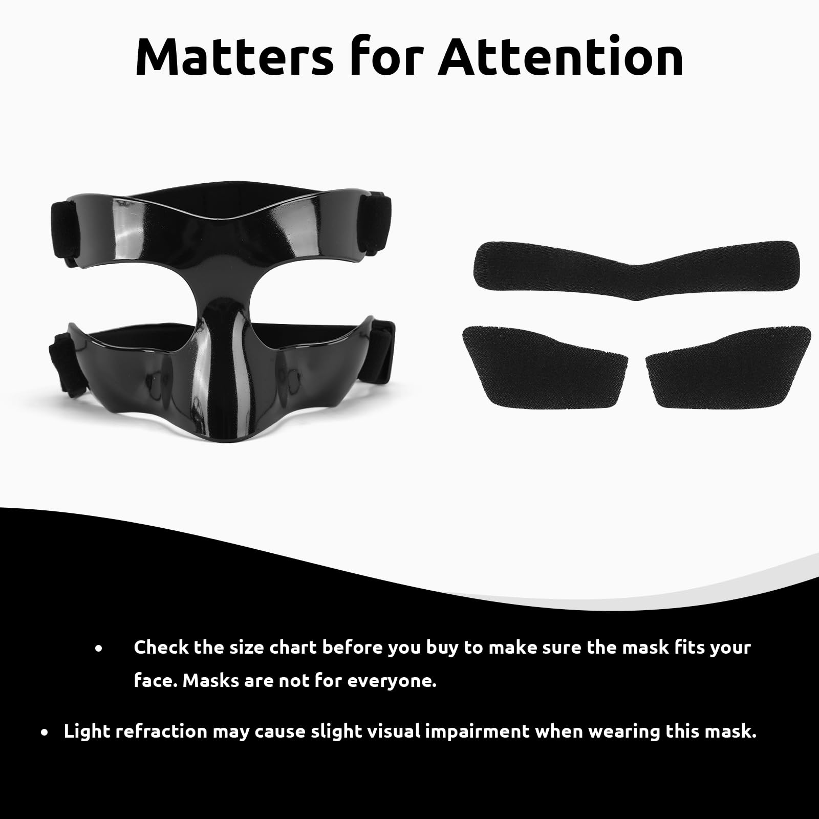 Maschera Protettiva Naso, Regolabile Maschera Protettiva Traspirante con Imbottitura, Adatto agli Adolescenti, Sport Basket Calcio Accessori, Full-frame Nero