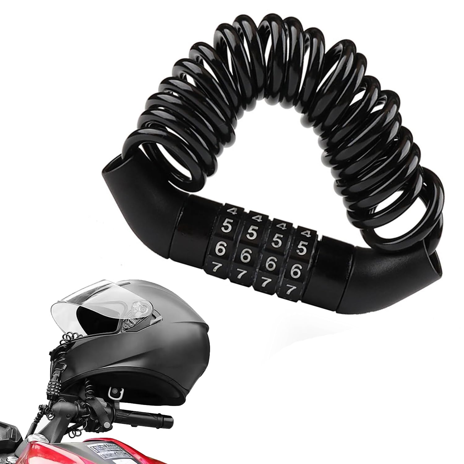 Zwenjuan 4-Digit Combination Helmet Lock,Mini Bicycle Cable Lock, Lightweight & Anti-Theft, Multi-Purpose for Bike Helmet, Motorcycle Helmet,Stroller & Snowboard,Easy to Use with Secure Number Code