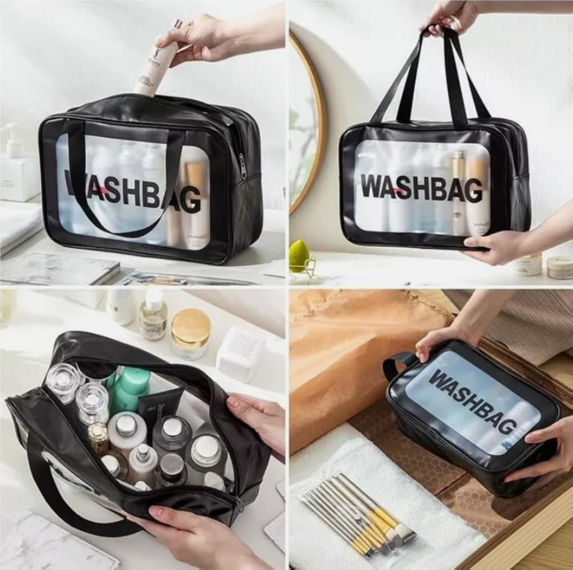 Set of 3 Waterproof PVC Makeup Bags