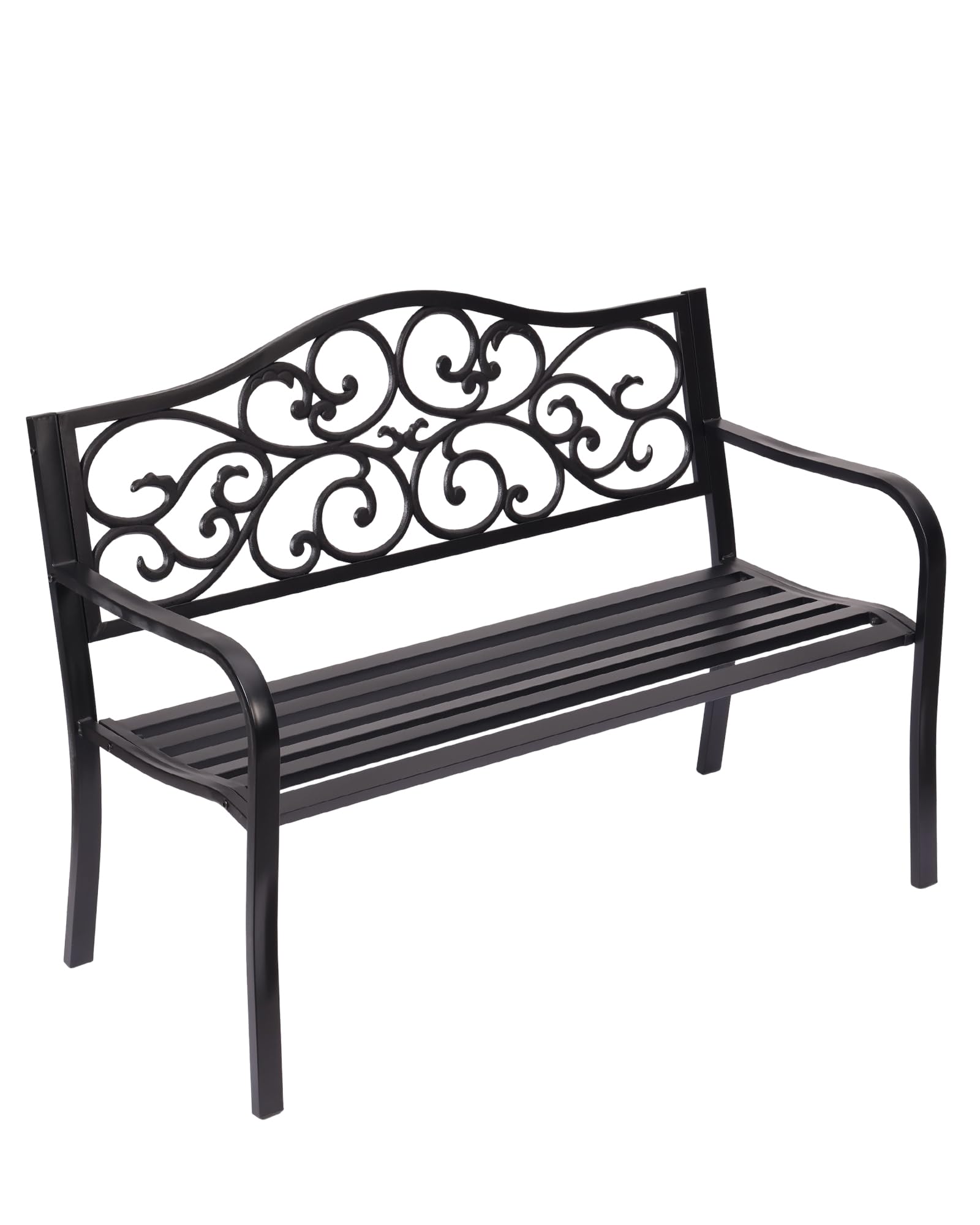 Roomark Gartenbank Metall wetterfest, 2-Sitzer Sitzbank aus Aluguss bis 240kg belastbar, Vintage Parkbank Antik mit Blumenmuster für Garten, Balkon & Terrasse, 91cm Breit, Bronze