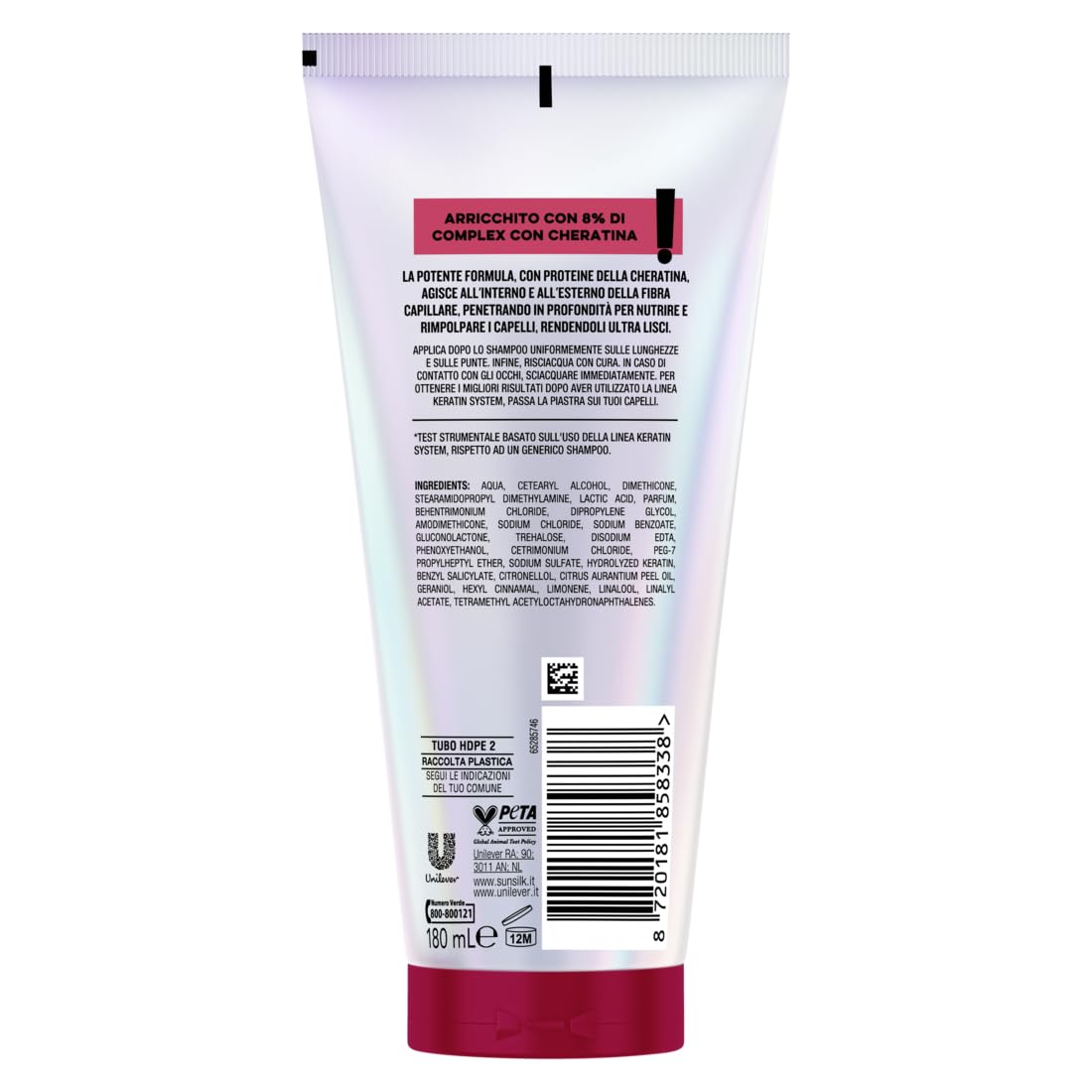 Sunsilk, Balsamo Keratin, Balsamo alla Cheratina per Capelli Lisci e Rimpolpati, Formula con 8% Complex alla Cheratina per Fino a 72 Ore di Effetto Liscio, 180 ml* - 2