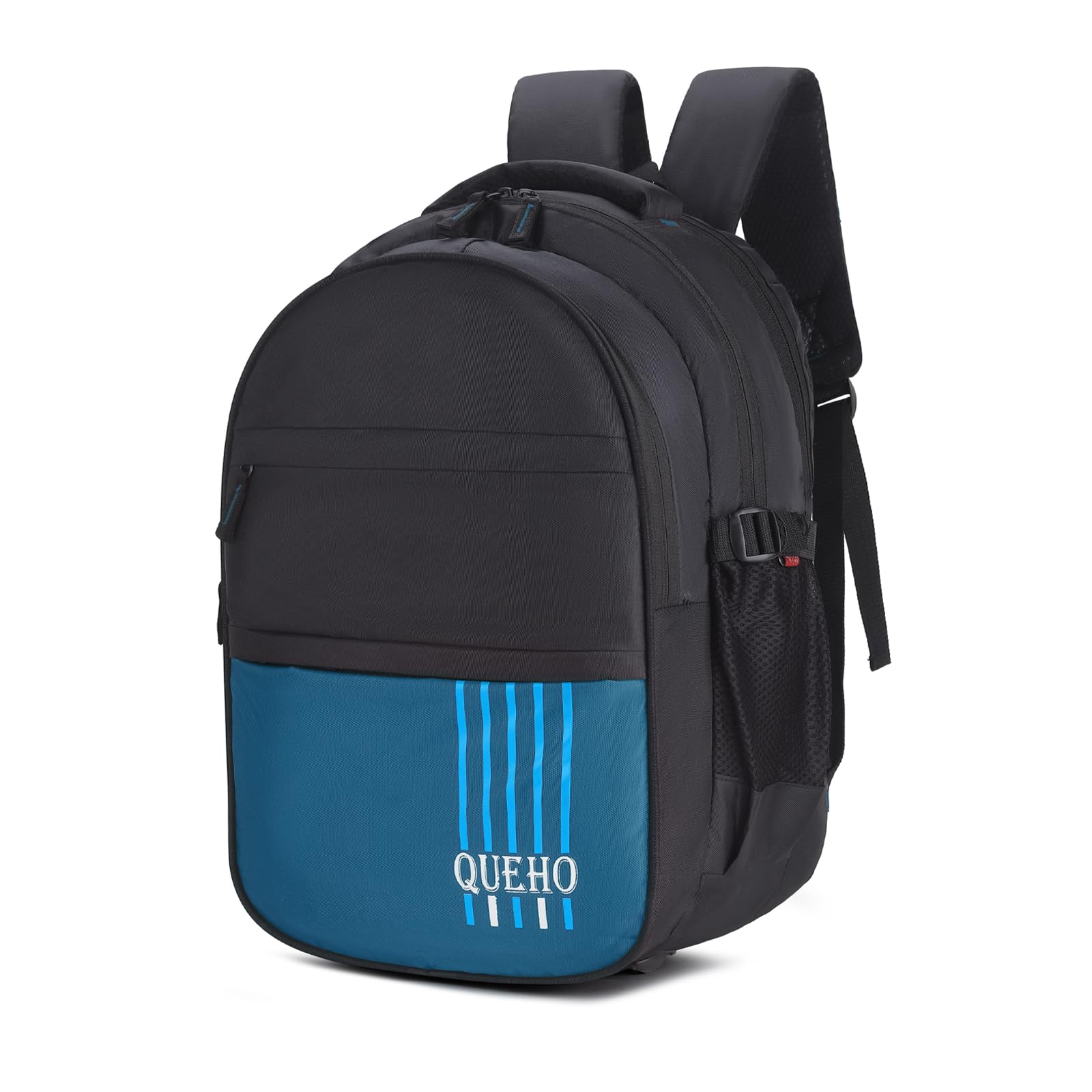 QUEHO 40 L Water Resistant Laptop Backpack, Branded Office/Travel/Business/College Bag for Men & Women (Black-Blue) (B0CR6VNBH1) Amazon Price History, Amazon Price Tracker