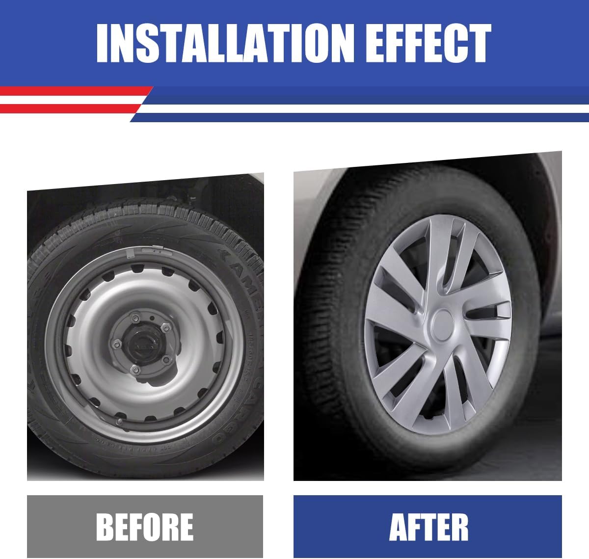 Winjet 15'' Wheel Covers Replacements Hubcaps for 2013-2021 Nissan NV200 Wheel Rim Covers, [Only Fit Iron Hub & Steel Wheel] Snap On Installation(15 Inch Set of 4, Lacquer)