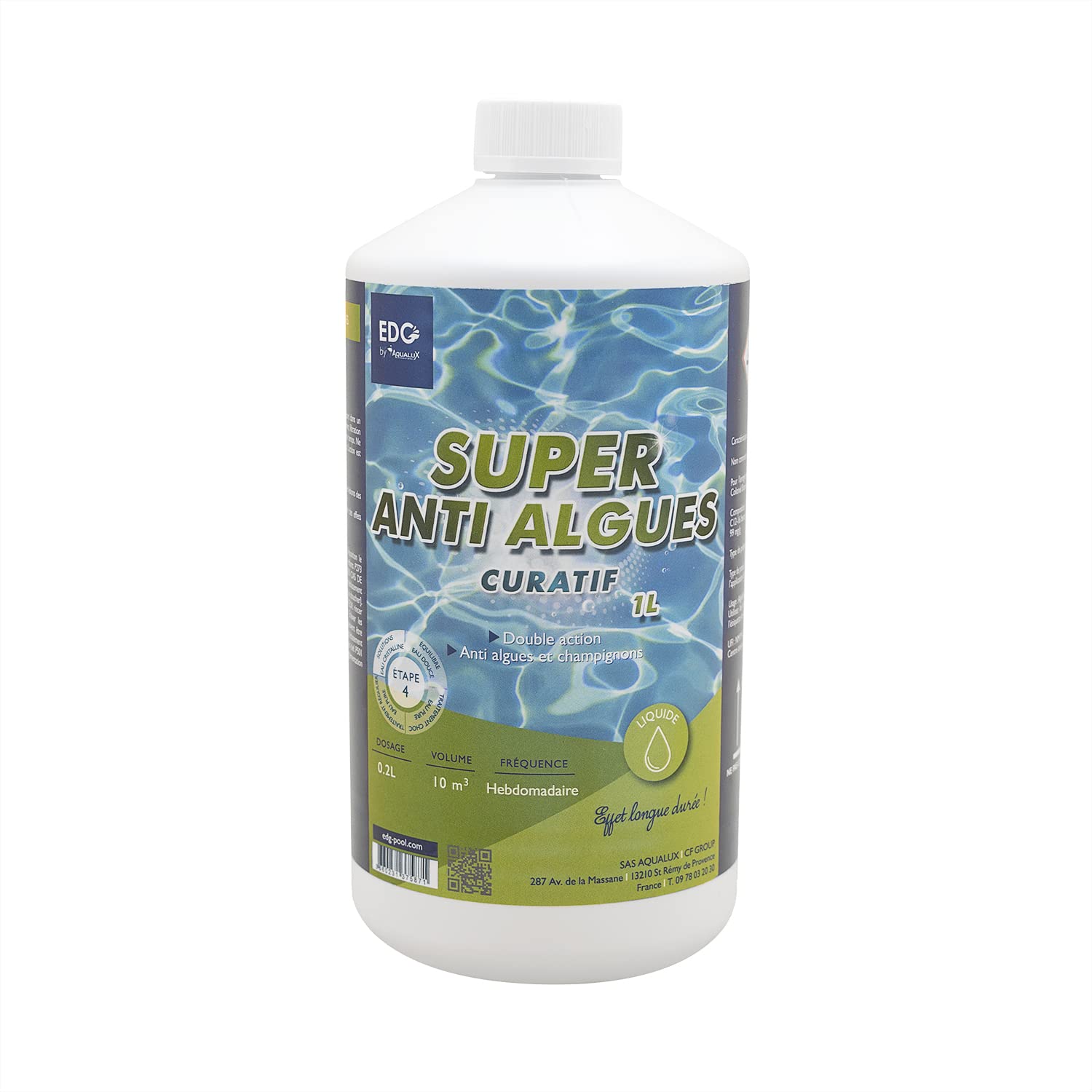 EDG by AQUALUX Super Anti-ALGUES CURATIF Liquide - 1L | Anti Algues Curatif - Action Choc + 10 Tests HPS OFFERTS 6 en 1