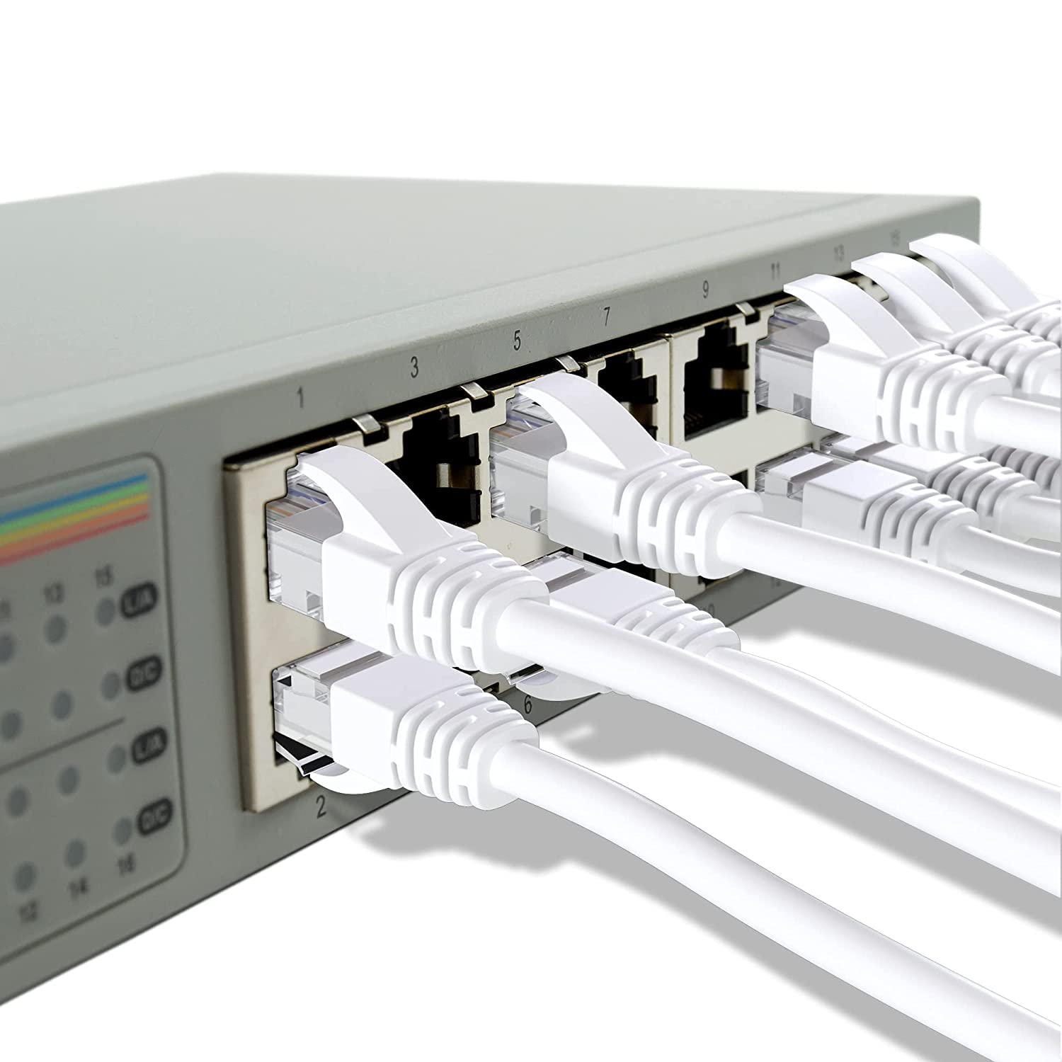 Elfcam® - 60m Cat 6 Ethernet Netzwerk Kabel Netzwerkkabel Patchkabel Cat6 UTP 26AWG RJ45 Stecker 1Gbps LAN Kabel für Gigabit Internet Netzwerke，60 Meter Weiß