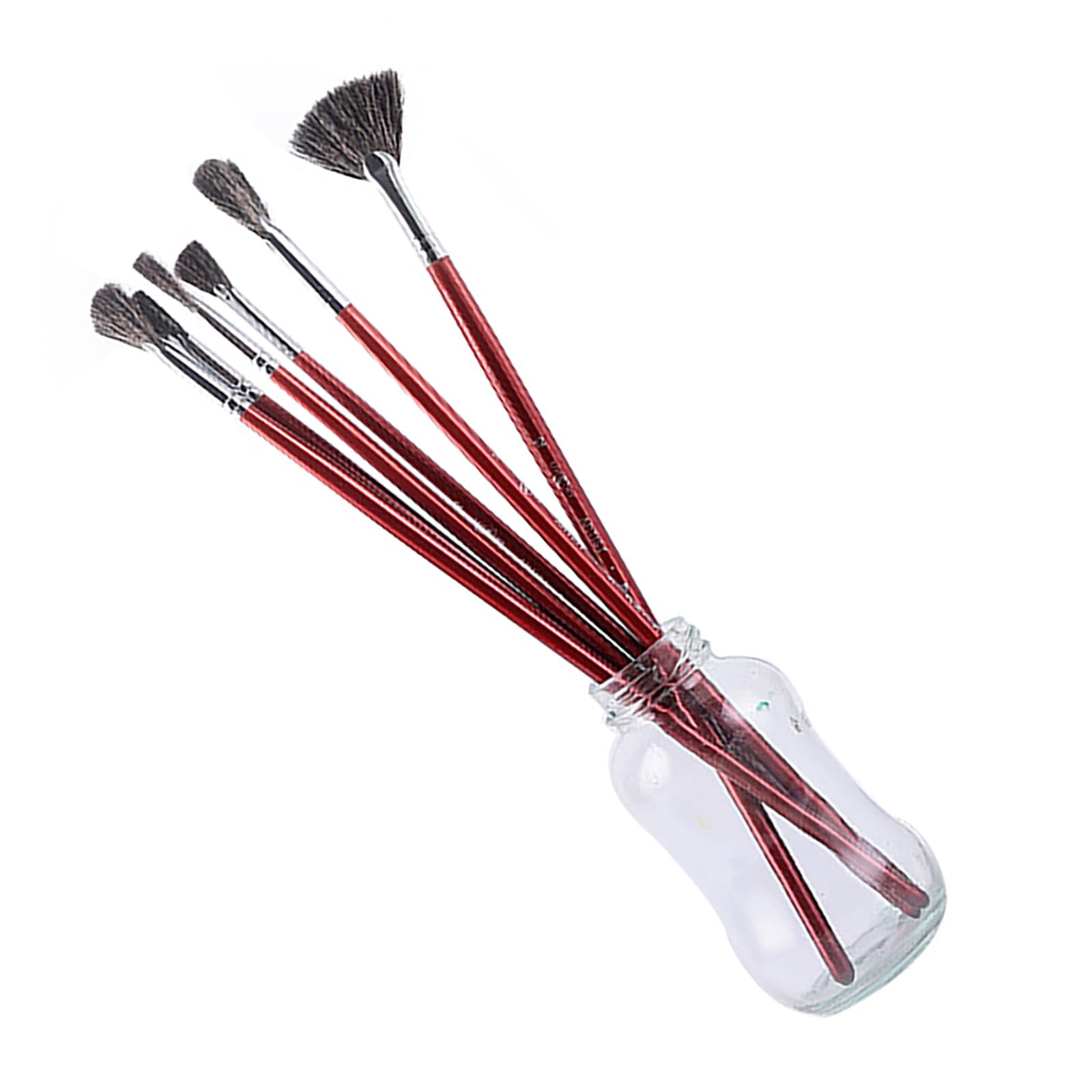 Set di 6 pennelli in visone di alta qualità a forma di ventaglio a coda di pesce, asta in legno di betulla rossa, penna per pittura acrilica, acquerello, guazzo, forniture artistiche, pennelli per pi