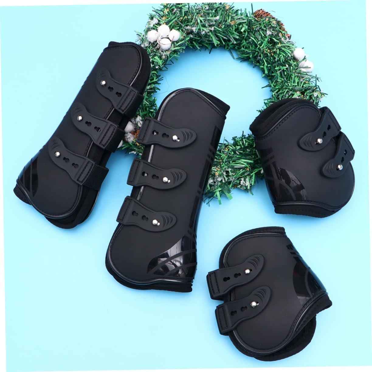 COLLBATH Protectores para Patas de Caballo Equipo Ecuestre Talla XL Negro | 2 Pares, Pu de Alta Elasticidad, Ajuste Cómodo y Antideslizante, Tamaño Xl para Uso en Patas de Caballo