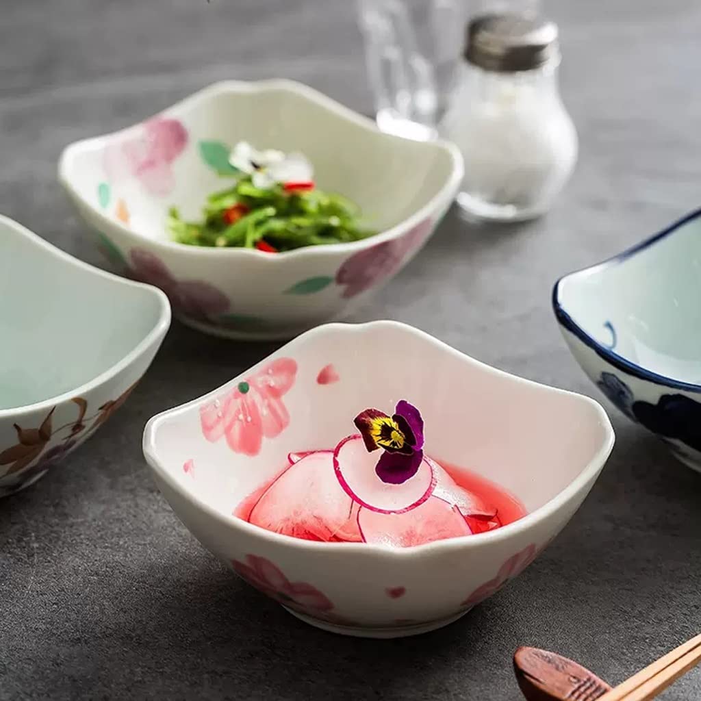 HIHELO Miski do sałatek do kuchni deser śniadanie płatki ręcznie malowane ceramiczne jajko na parze mała miska 11 cm miska na ryż jogurt sałatka owoce miska na zupę (kolor: B2 szt.)