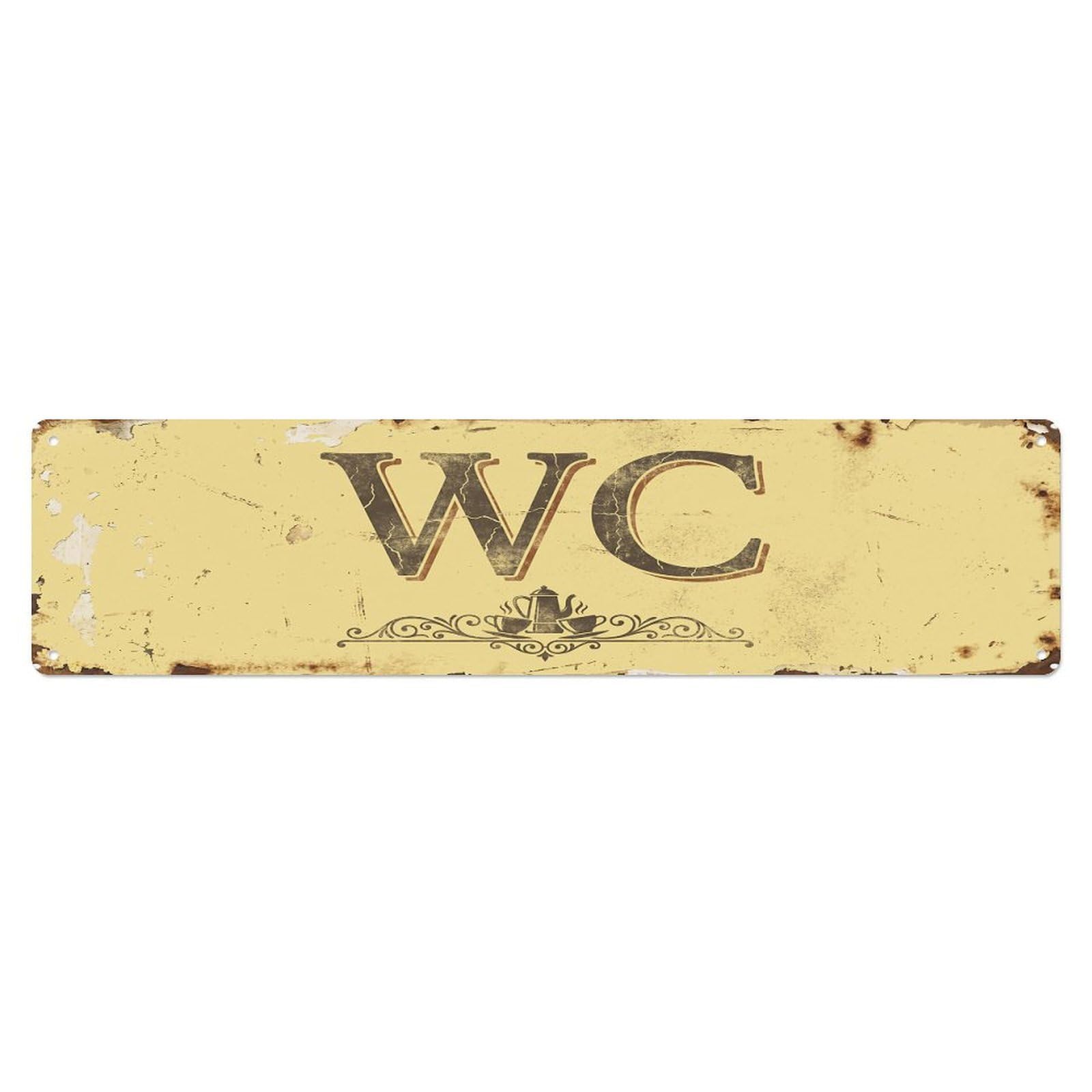 Weathered Nostalgic Cafe Facility Toilet(WC) Door Metal Tin Sign Plaque Wall Decor for Cafe, Club Bar, Office, Home Garden Metal Poster 4x16Inch