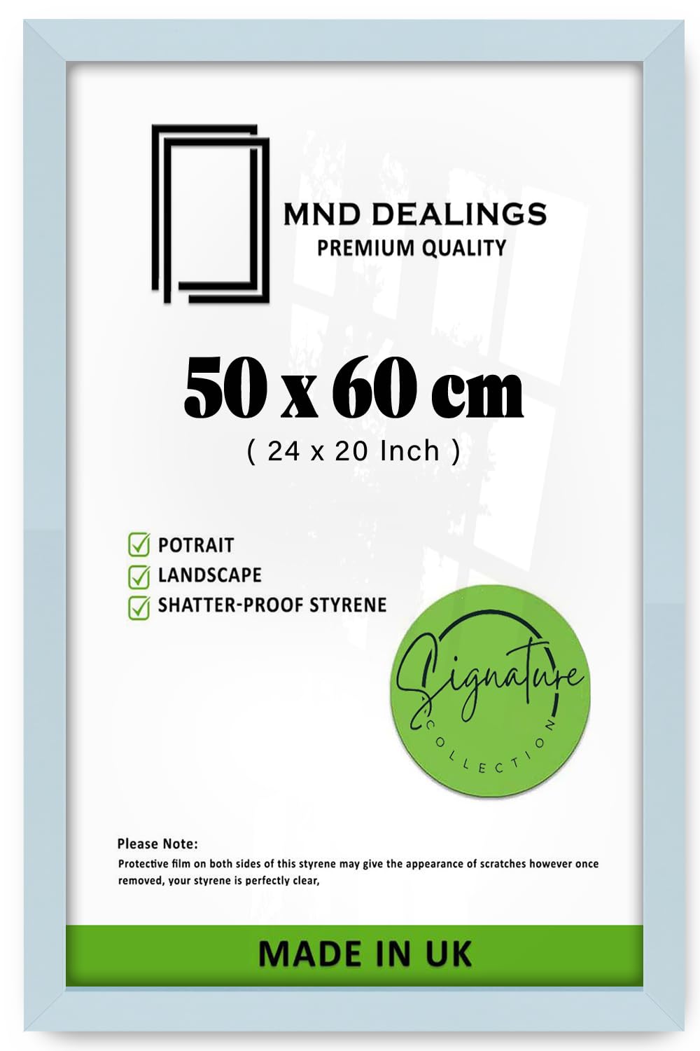 MND Dealings | Eton Picture Frame (50 x 60 CM) for Wall Décor & Interior Design, 500 x 600 mm MDF Wood Finish, Great for Home & Office, Comes with Hanging Hooks [ Light Grey ]