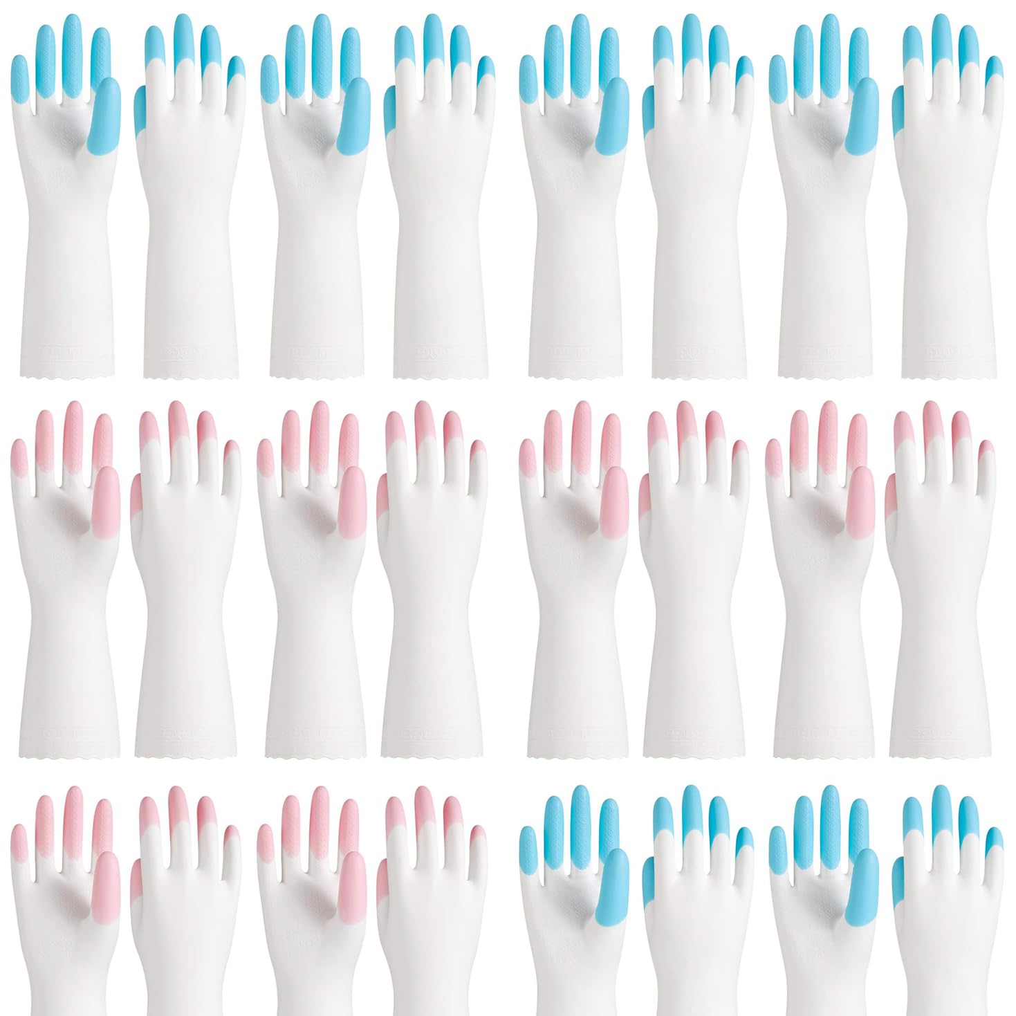 TERRIFI 12 Pairs Rubber Dishwashing Cleaning Gloves, Waterproof, Reusable Kitchen Gloves, Latex-Free Household Gloves for Laundry, Cleaning, Working, Gardening, Medium