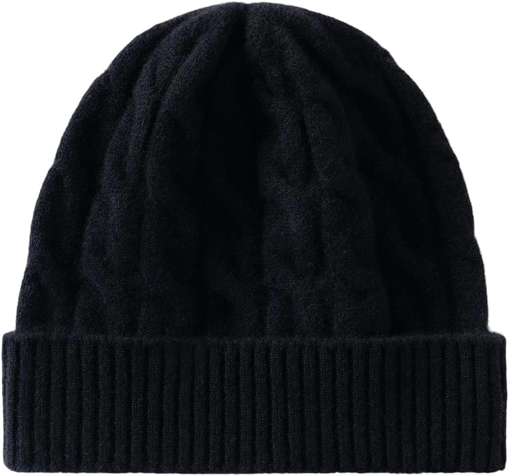 Merino Wool Hat Thick Warm Twisted Men Women Outdoor Knitted Beanies