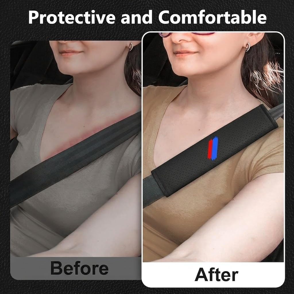 2 Pcs Car Seat Belt Pads Cover Compatible with BMW 1 2 3 4 5 6 7 Series X1 X2 X3 X4 X5 X6 Interior Accessories (Seat Belt Pads Cover)