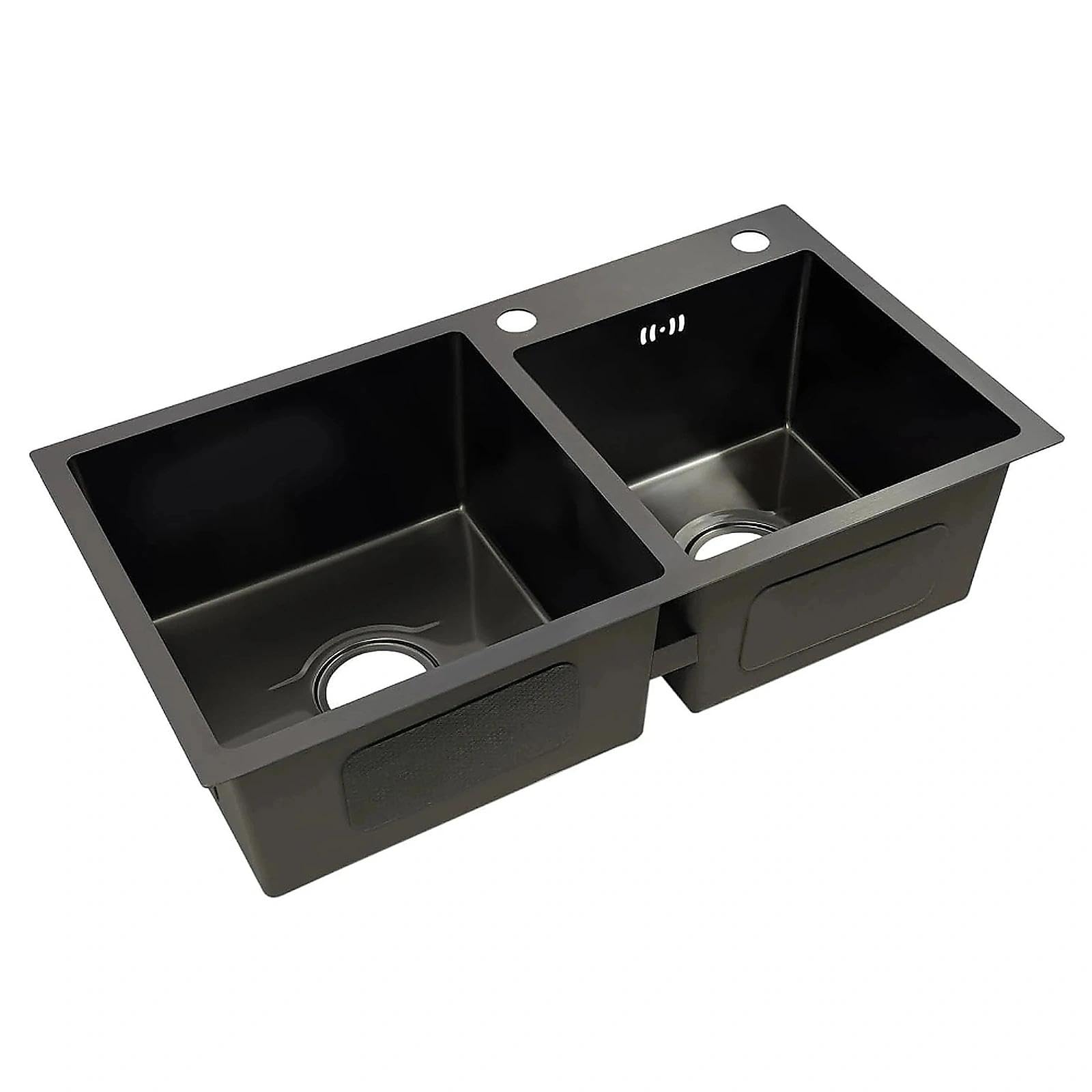 Freistehende KüChenspüLe mit Unterschrank Und Ausziehbarem Wasserhahn Edelstahl SpüLtisch mit 2 Becken AbtropffläChe Seifenspender und Abflusseinheit für KüChe Garten Werkstatt WaschküChe Camping