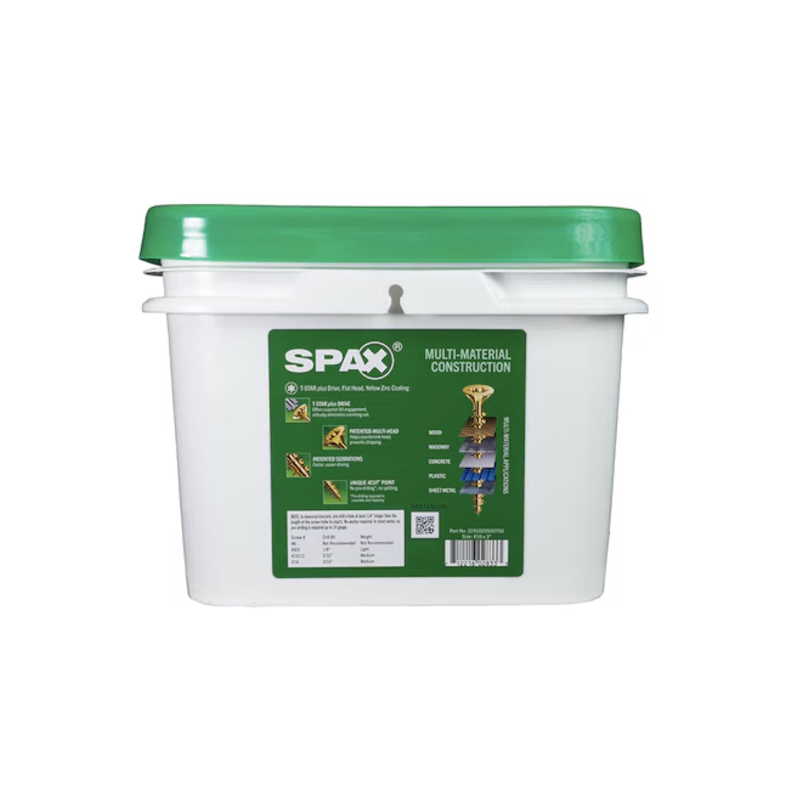 SPAX 3 tornillos interiores de cabeza plana para madera, estructura Torx T-Star Plus (1500 EA), cubo a granel incluye 2 puntas avellanadas con acabado empotrado