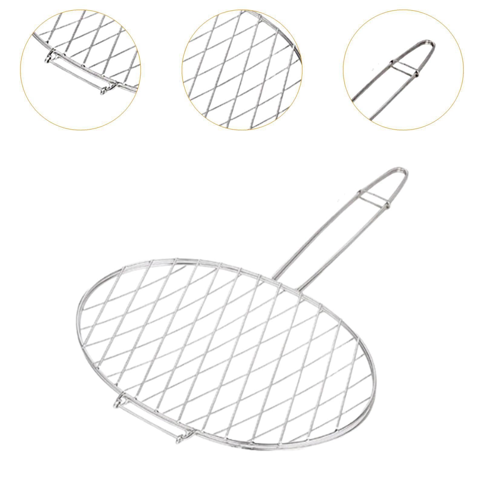 Cesta de acero inoxidable con pinza para barbacoa, tubo de red grande, abrazadera para herramientas pescado para barbacoa al aire libre, excelente para diversos alimentos en la próxima,
