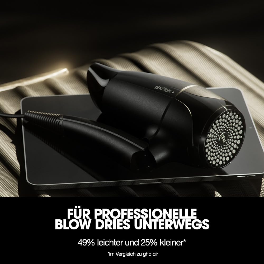 ghd Flight+ Premium składana i przenośna podróżna suszarka do włosów z luksusowym futerałem, podwójne napięcie