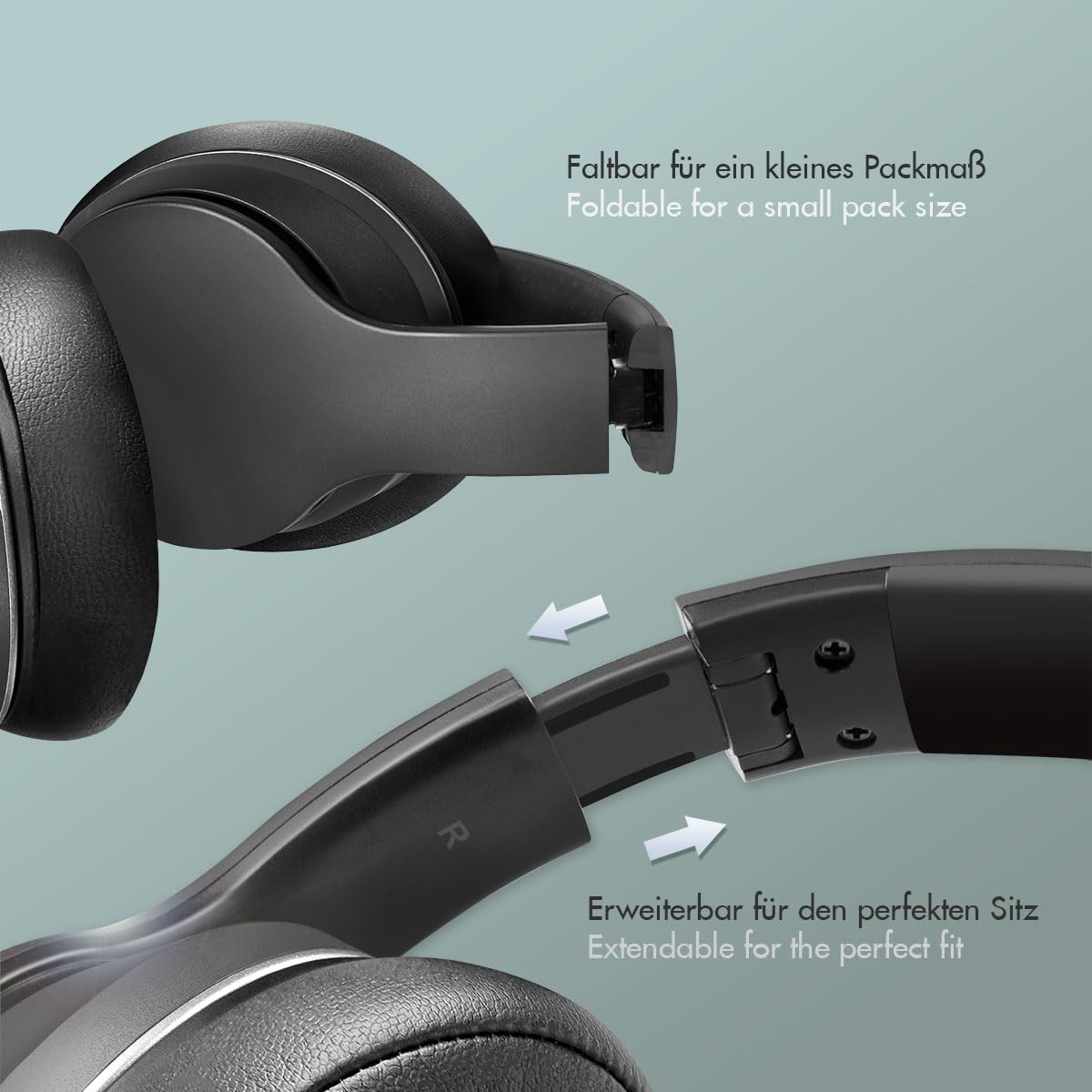 LogiLink BT0053 Casque Audio Bluetooth V5.0 avec réduction Active du Bruit et boîte de Transport