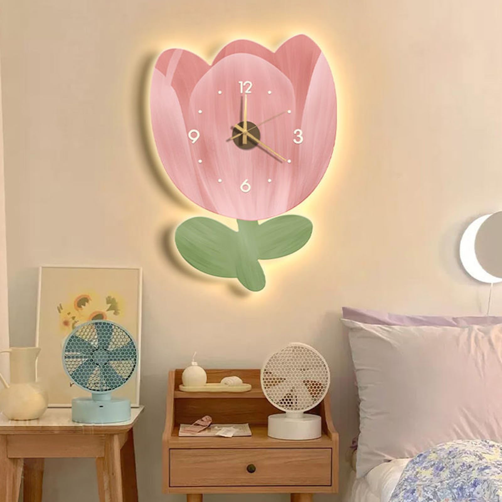 Ergocar Orologio Da Parete, Orologio Da Parete Decorativo Artistico a Led, Orologio Moderno Da Appendere a Fiori, Adatto Per Soggiorno, Camera Da Letto, Studio, Ufficio
