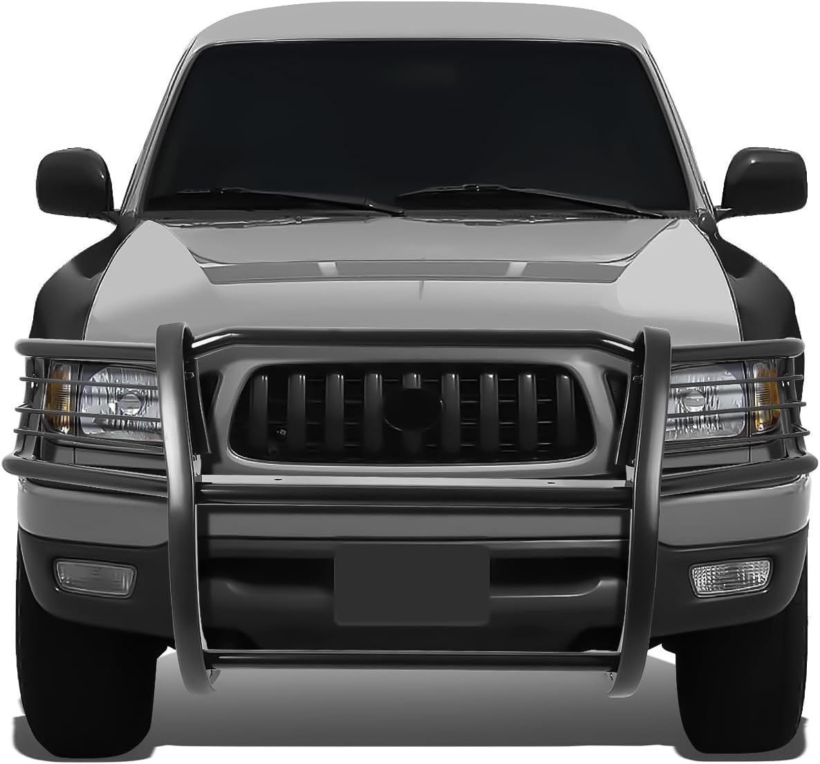 Mild Steel Front Bumper Brush Grille Guard Protector Compatible with 1998-2004 Tacoma, Powder Coated Black 1999 2000 2001 2002 2003