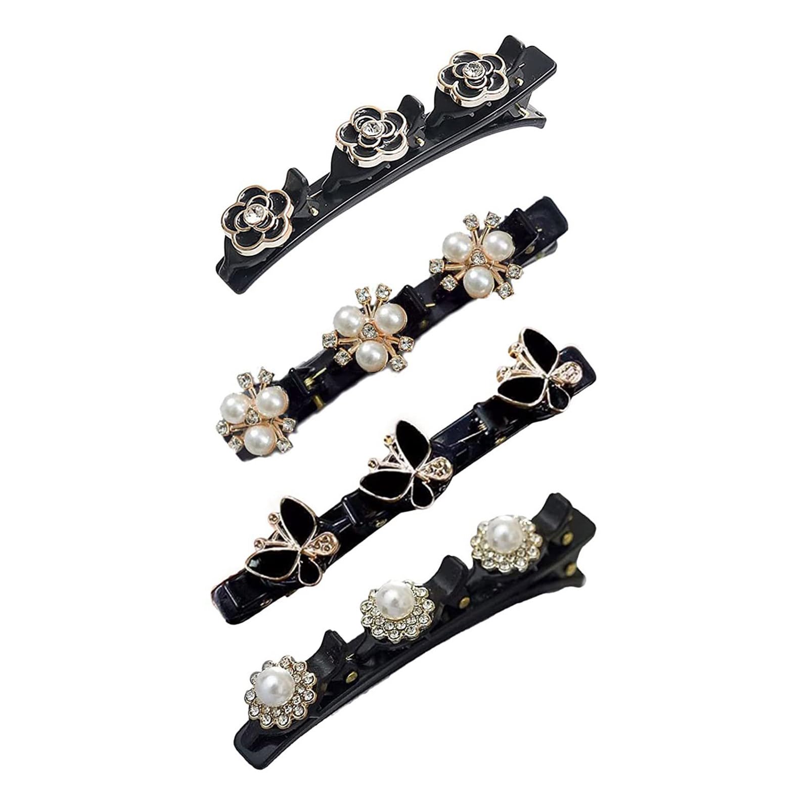 YUXITA Pack Of 4 Bangs Hair Clip NonSlip Strong Grip Flower Theme Barrette For Fringe Flyaways Hair Styling