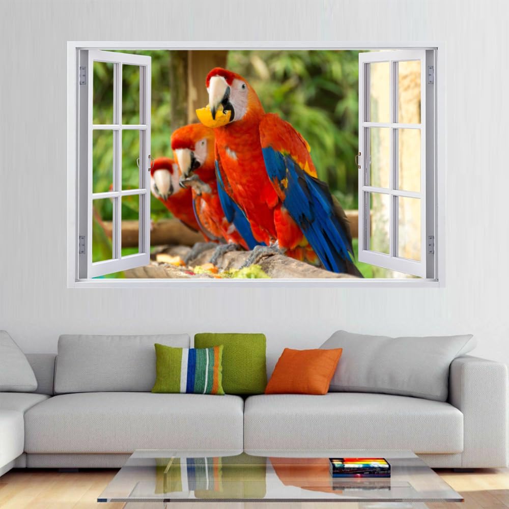 Calcomanía Rota 3D, Loro Adhesivo Extraíble De Vinilo Para Despegar Y Pegar, Tatuaje De Pared Niñas Niños Dormitorio Guardería Habitación Decoración Para El Hogar 110x70cm