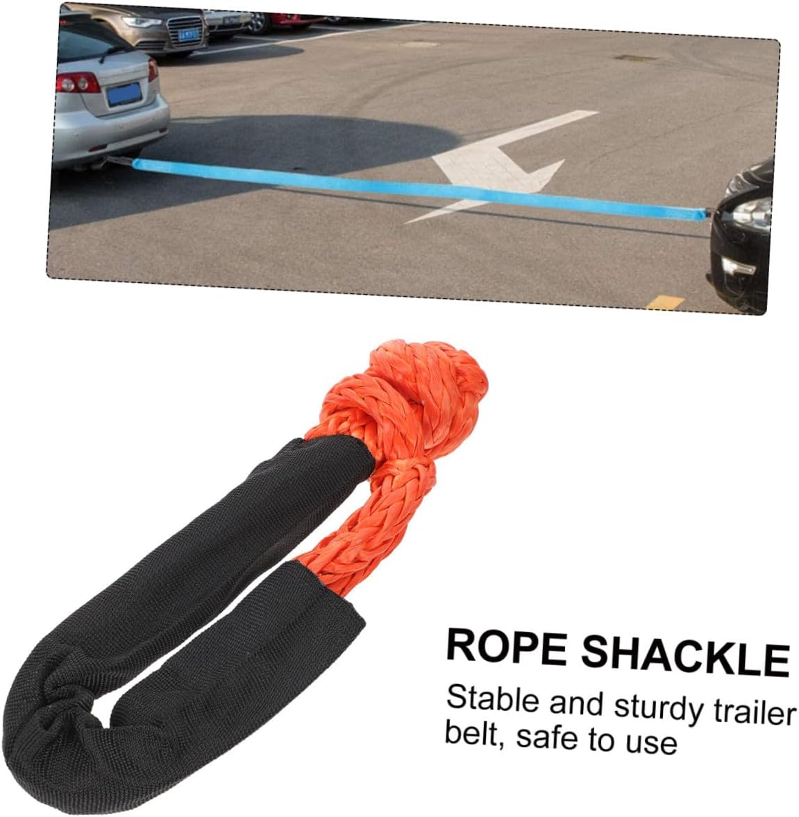 CHILDWEET 2pcs Flexible Shackle Orange Rope for Off-Road SUV ATV and Truck Pulls Rope Shackles with Protective Sleeve for Emergency Use