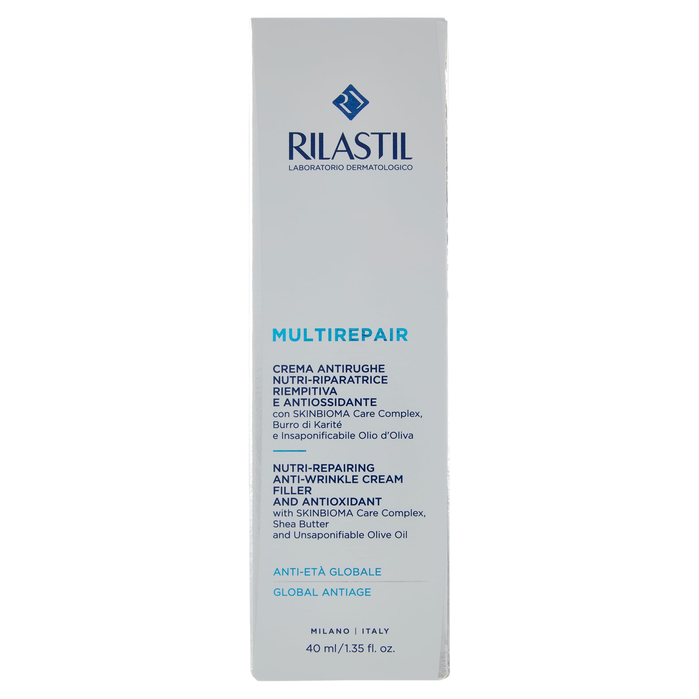 Rilastil Multirepair Crème Visage Anti-rides Nutrissante, Hydratant avec Beurre de Karité pour Poils Très Secs, Lot de 40 ml
