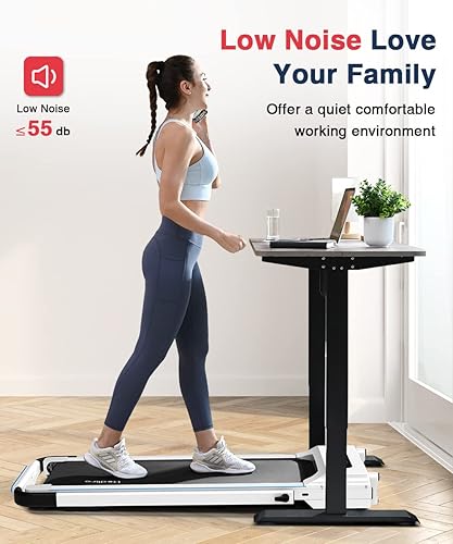 Miniatura 7 de REDLIRO Cinta de correr para debajo del escritorio, 2 en 1 motorizada portátil, plegable, compacta, plegable, caminadora plegable resistente para