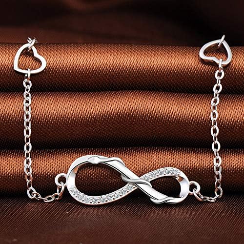 MicLee Woman's girl's Bracelet, 925 Sterling Silver bracelet, Cute snake and infinity symbol bracelet, with mini hollow heart - Image 4