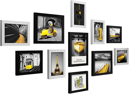 Amazon Co Jp フォトフレーム 11枚セット 額縁 おしゃれ 北欧 壁掛け Diy 写真立て 部屋 飾り プレゼント 引越し 祝い ホーム キッチン