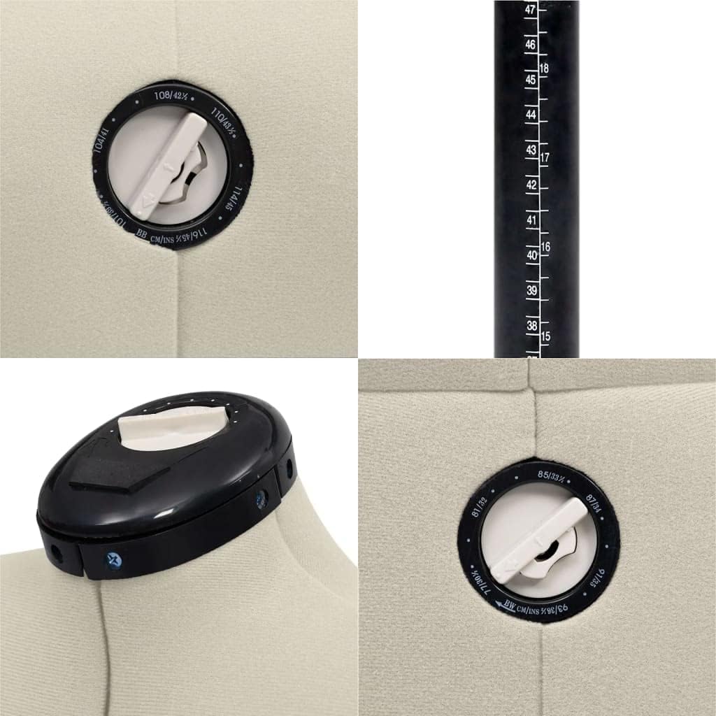 vidaXL Adjustable Dress Form, Dress Form Mannequin with Four-Footed Stand, Sewing Mannequin Body for Clothing Display, Female Cream M Size 40-46