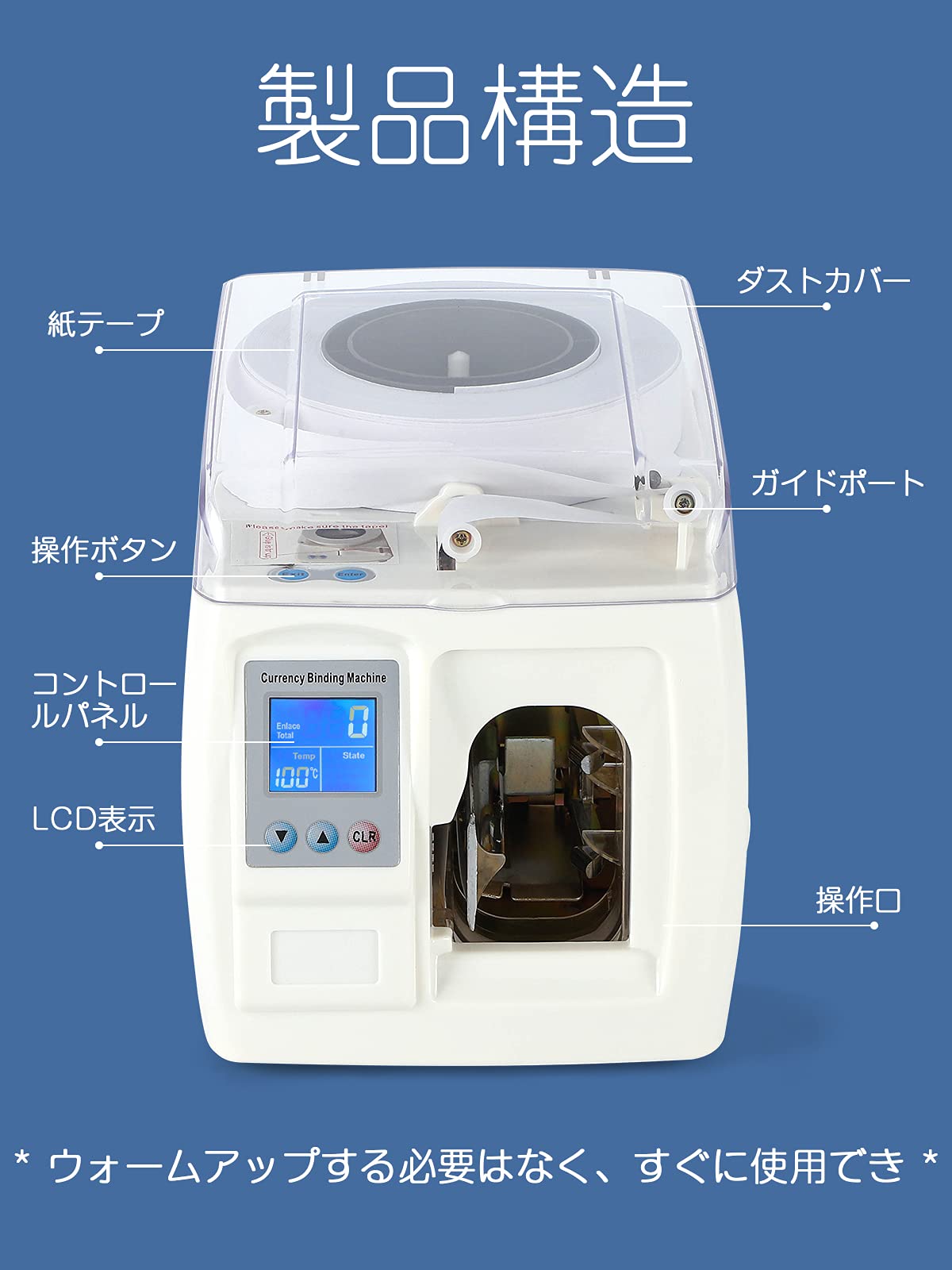 CGOLDENWALL】知能マネー結束機 紙幣を札束 結束テープ一枚付き
