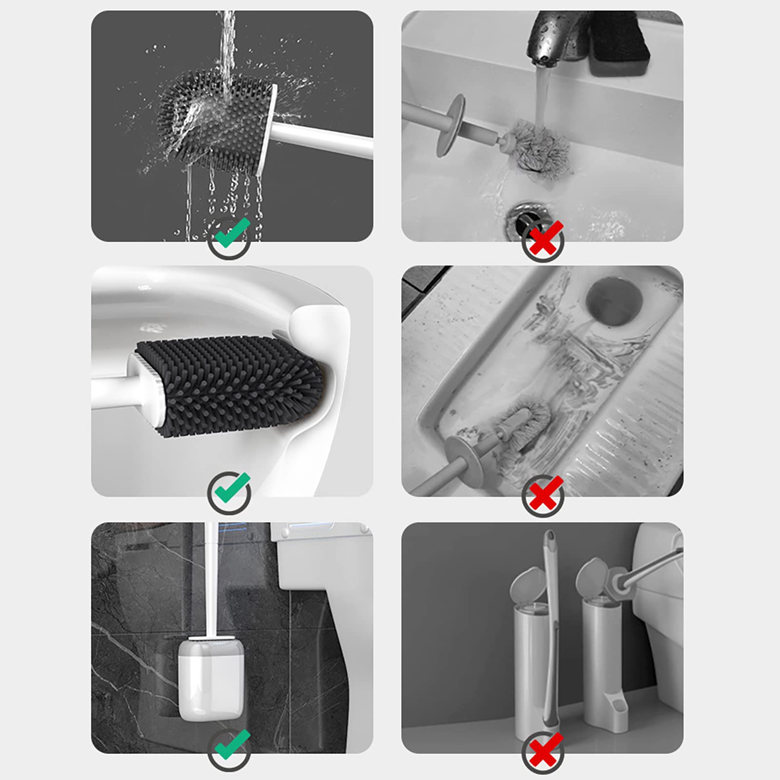 SRHIMEOS Spazzolone WC Silicone, Scopino per WC con Supporto, Scovolino WC in Silicone Morbido, Adatto per Gli Angoli E I Piccoli Spazi tra Le Toilette E Le Pareti