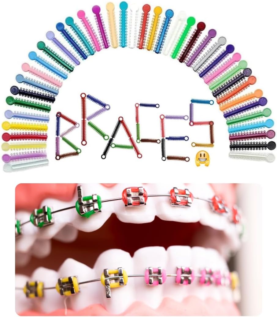 Artman Braces Color Rubber Bands Multicolored Dental Orthodontic Ligature Ties 1040 PCS O-Rings Elastomeric Easy to Change Orthodontics Color Ties