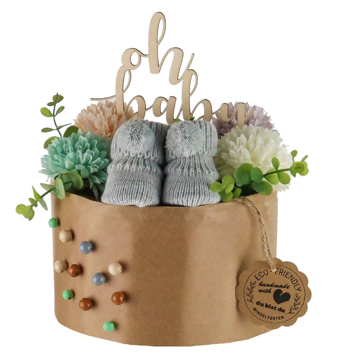 Gâteau de couches écologique en couches bio Cadeau naissance sans plastique S stone