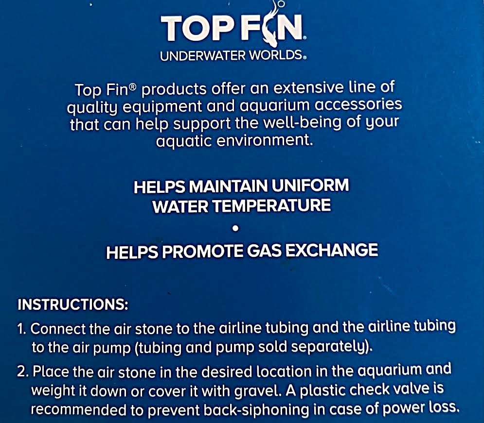 Top Fin La pierre à air aide à la température de l'eau avec buse pour tuyau d'air d'aquarium (ligne d'air vendue séparément)