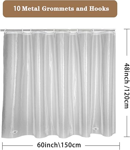 Miniatura 5 de Cortina corta para ventana de ducha, impermeable, de plástico resistente, de vinilo PEVA, con ganchos, esmerilada, 60 x 48 pulgadas