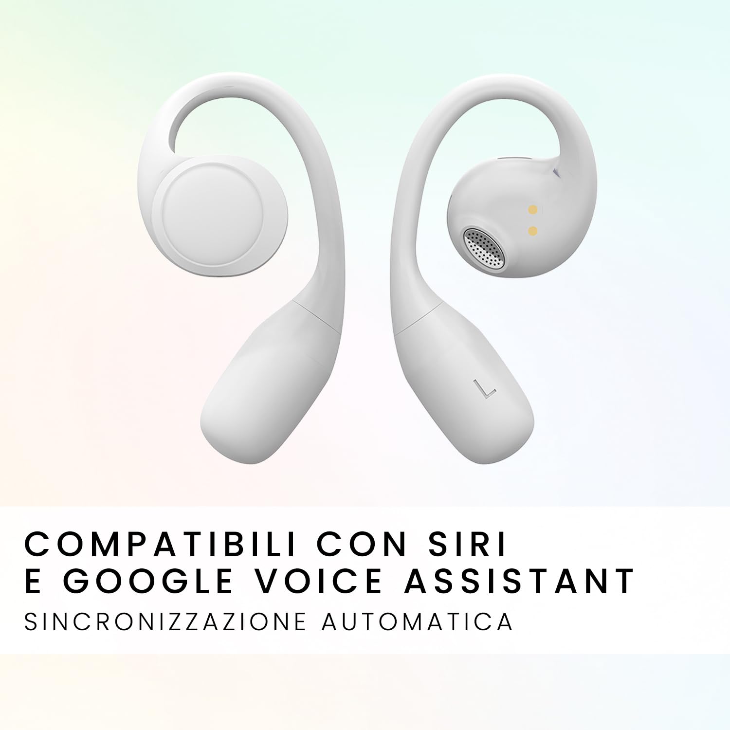 SPC Ether 2 Sense – Cuffie wireless Bluetooth Open-Ear con cancellazione del rumore nelle chiamate, batteria a lunga durata (30h), microfono, doppia connettività, IPX4 - Bianco
