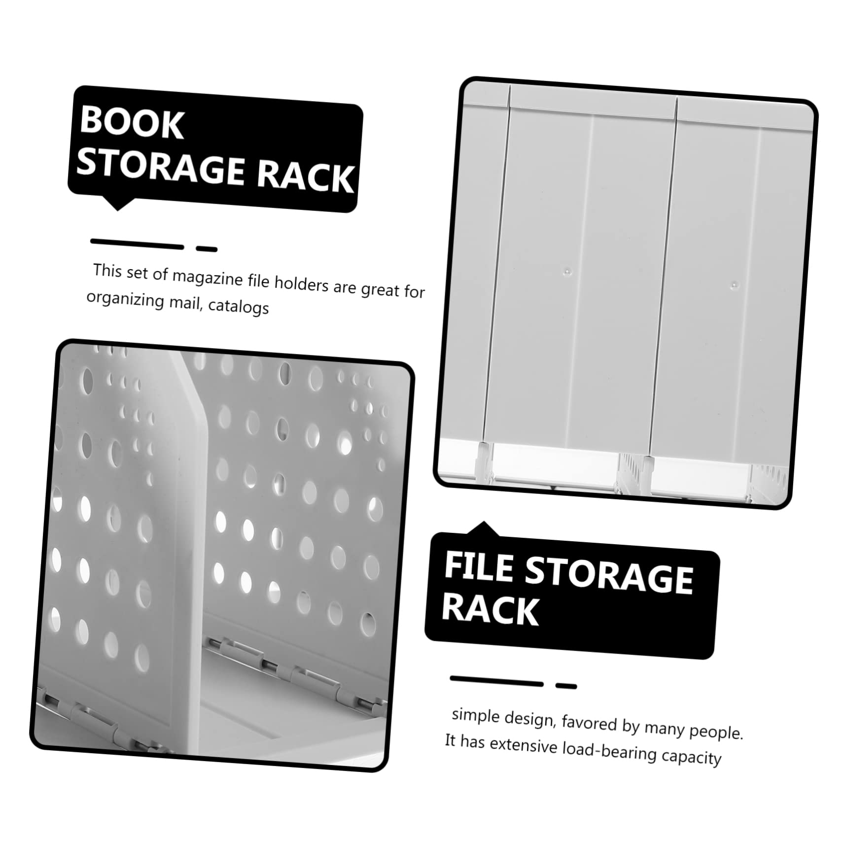 DOITOOL Organizador de Archivos de Escritorio de Plástico, Caja Archivadora de 4 Compartimentos Plegable, Diseño Sencillo para Documentos y Catálogos