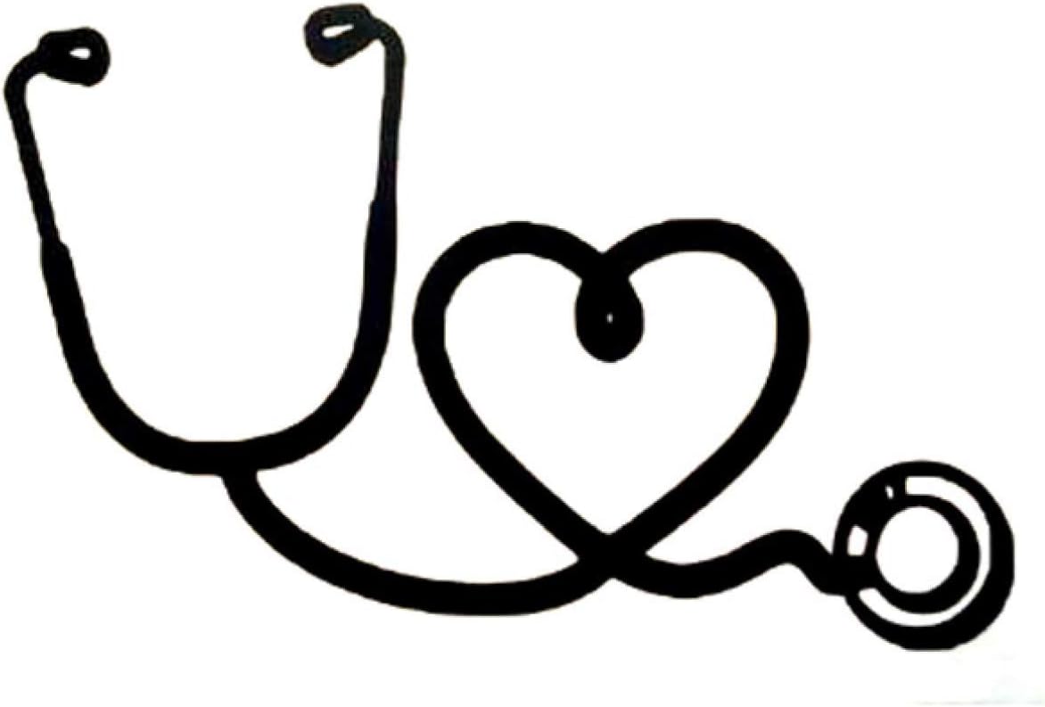 KDEQT Sticker De Carro 12,3 * 8,1 Cm Estetoscopio De Personalidad Amor Pegatina De Coche Dibujos Animados Motocicleta Vinilo Calcomanías Negro/Plata