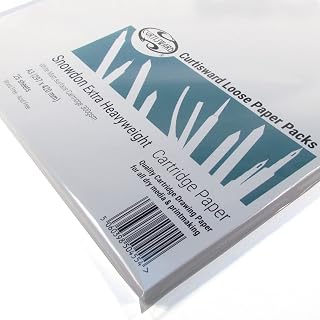 Snowdon White Extra Heavy Weight White Cartridge Paper 300gsm A3 - Curtisward Pack of 25 Sheets - for Pencil,Pastel,Charcoal,Pen and Printmaking