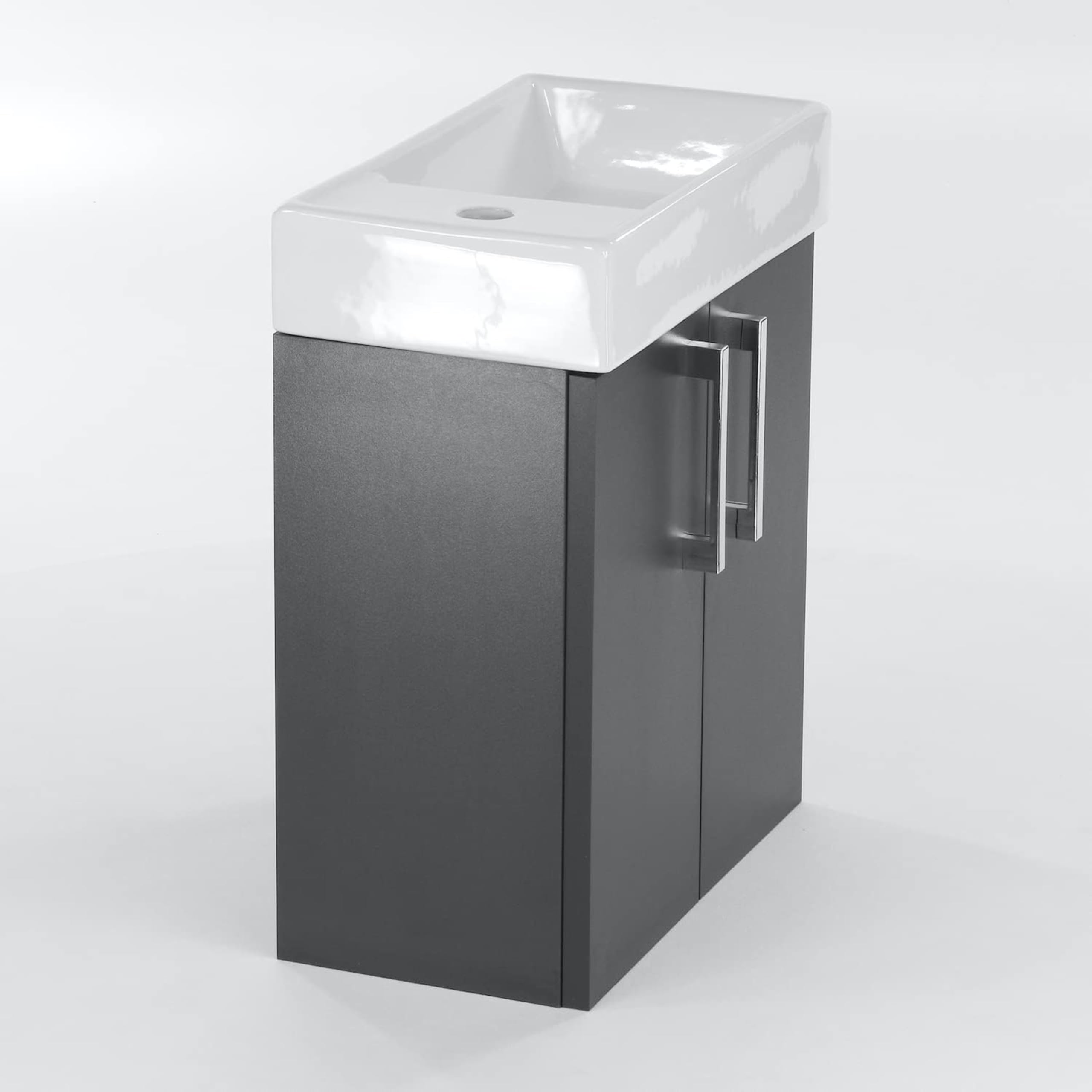 Waschbecken mit Unterschrank 41 x 50 x 21.5 cm (BxHxT) Majorka, Badezimmerschrank hängend, Waschtisch mit Unterschrank, Badezimmermöbel für Gäste WC, Waschbeckenunterschrank - Grau