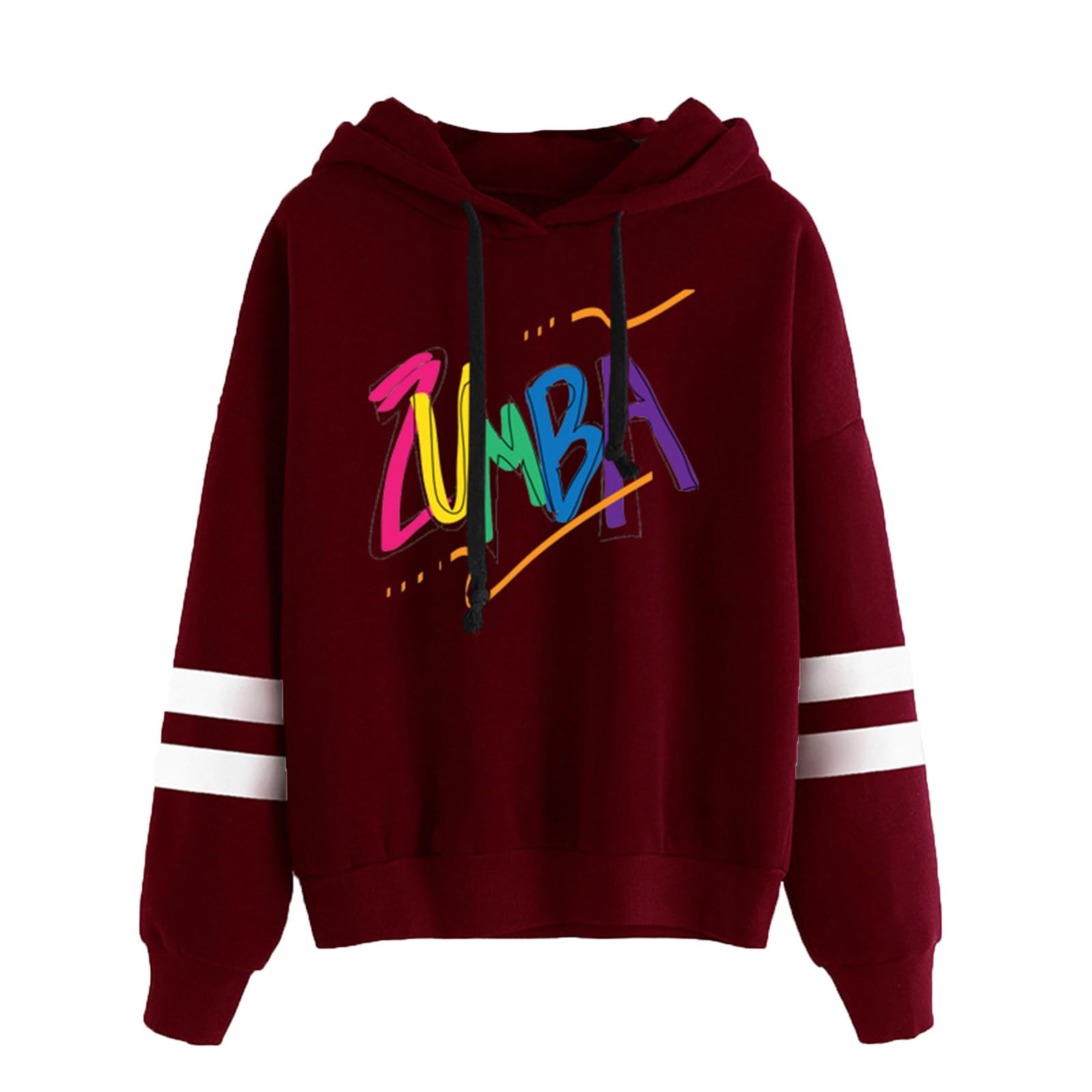 keephen Women Sweatshirts Zumba Print Graphic Pullover Hoodie Jumper Crew Neck Long Sleeve with Drawstring Loose Fit Casual Tops fit Teenage Girl Ladies