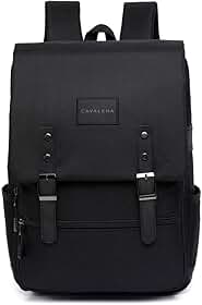 Cavalera Mochila Escolar Clássica, Preta, Design Vintage com Fivelas, para Laptop