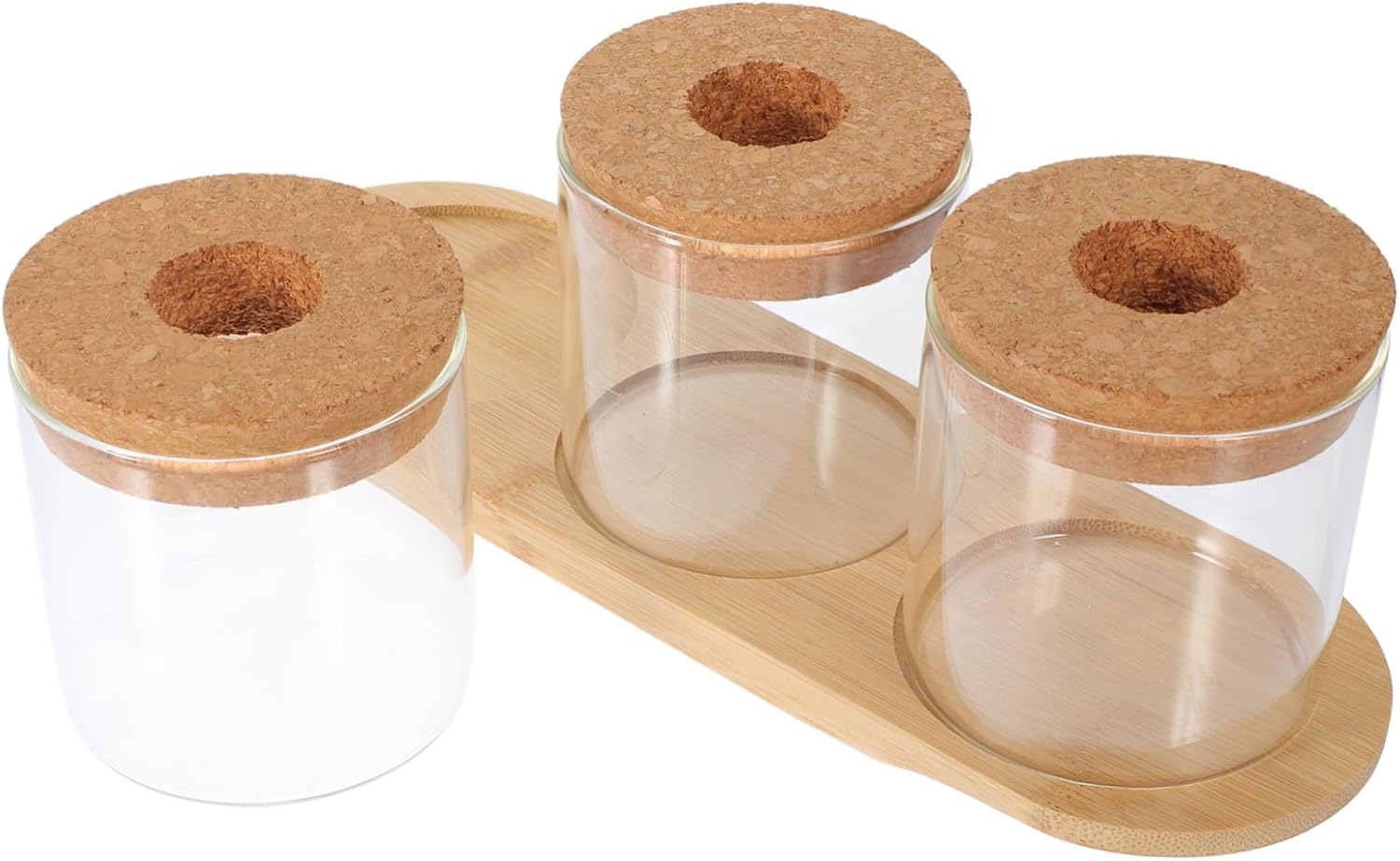 BESPORTBLE Hydroponic Glass Planter Set with Bamboo Stand Terrarium Vases for Indoor Plants Stylish Desktop Decor for Home and Office for Propagating Plants